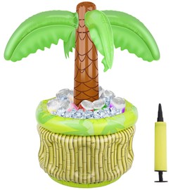 26.8" Inflatable Palm Tree Cooler – Perfect Beach Theme Party Decor & Pool Party Decorations for Luau Hawaiian Birthday Supplies & Summer Outdoor Fun