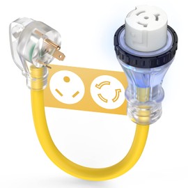 TOOLIOM 30 Amp to 50 Amp RV Power Adapter, 50Amp to 30Amp RV Plug, NEMA TT-30P Male to SS2-50R Female with Handle Grip 12 Inch STW 10 Gauge Dogbone Electrical Plug Converter for Camper RV Trailer