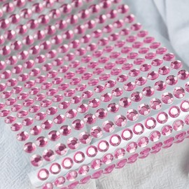 3090pcs Gem Stickers Jewels for Crafts - Self Adhesive Rhinestone Jewel Stickers, Stick on Gems Rhinestones for Crafts, Acrylic Bling Round Stickers, Craft Supplies for Kids 4Sheets 4Sizes Pink
