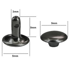 Selyse Pack of 100 Hollow Rivets 9 x 9 mm Shaft Double Head Round Rivets Decorative Rivets Metal Rivets for DIY Crafts Leather Replacement Rivets (Black)