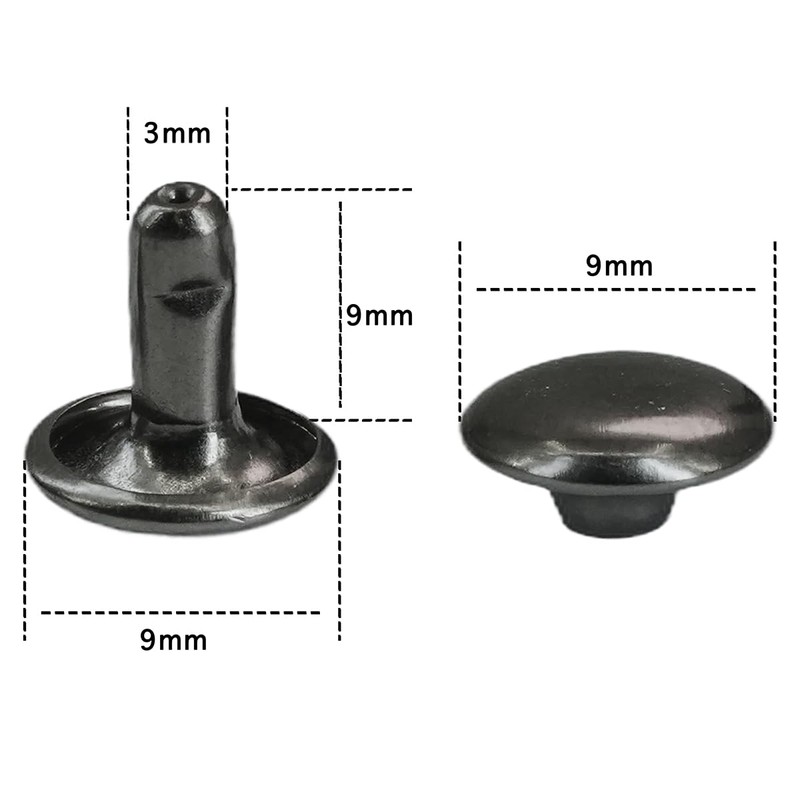 Selyse Pack of 100 Hollow Rivets 9 x 9 mm