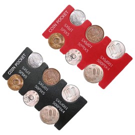 Generic 2 Pcs Japanese Yen Coin Holder Hard Case Organizer and Storage for Coins Rectangle JPY Coin Organiser and Dispenser, Plastic Coin Sorter Wallet with 6 Slots (Black, Red)