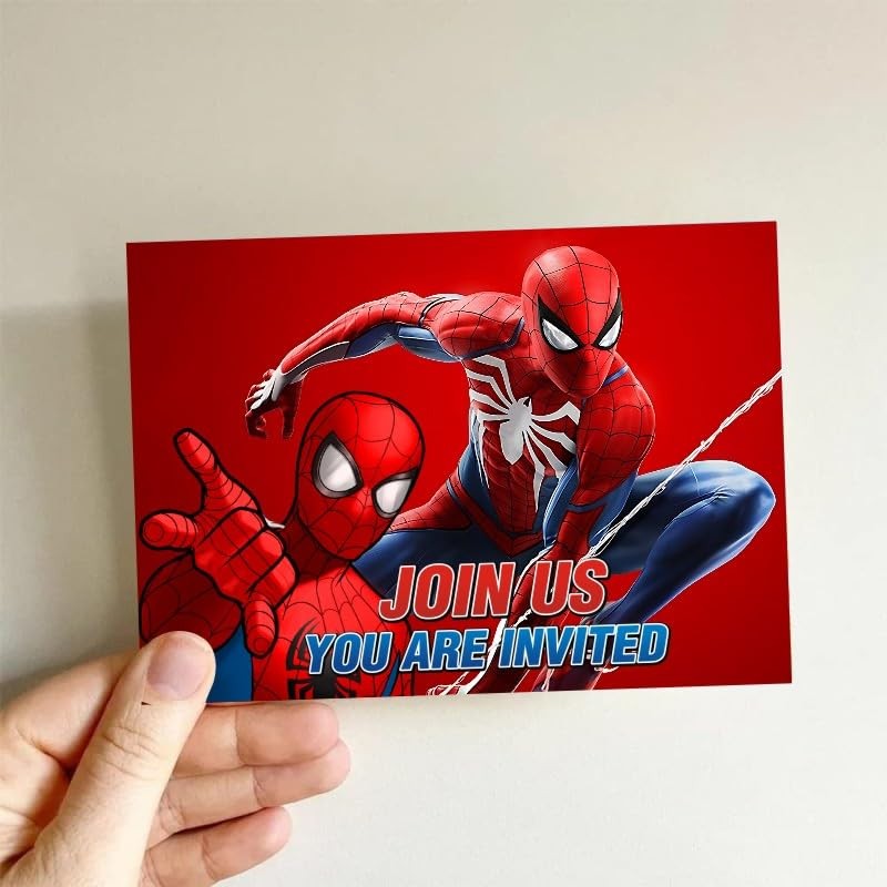 Fantarea 16pcs Spider Birthday lnvitation Cards Gift Cards with Envelopes