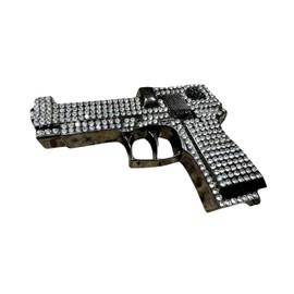 Western Stakes Cowboy Belt Buckles For Men Pistol Diamond Bling High End Club Big Belt Buckles Hand Crafted Custom Buckles (Black)