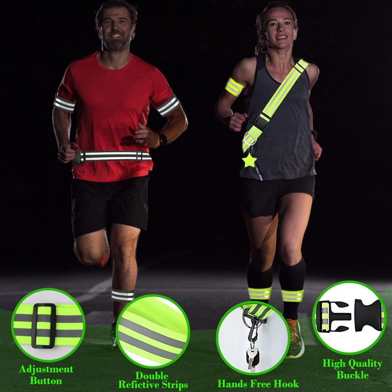 HoaaiGo Reflector Belt, Reflective Safety Belt, Reflector Strap, 2 Reflective
