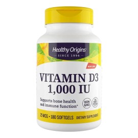 Vitamina D3 Healthy Origins 1,000iu 180 Tabletas Eg D28