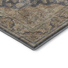 Dalyn Rugs Hatay HY3 Charcoal 2'3" x 7'6" Soft Luxury Microfiber Washable Indoor Runner Rug, Easy Clean, Non Shedding, Entry, Kitchen Rug