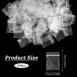 XLIUAX 300 Pcs 1"x1.5" Small Clear Zip Poly Bags, 4 Mil Plastic Reclosable Mini Zipper Baggies Zip Seal Lock Pouches for Jewelry Snack Beads Bolts Pills Coin Travel Storage Packaging