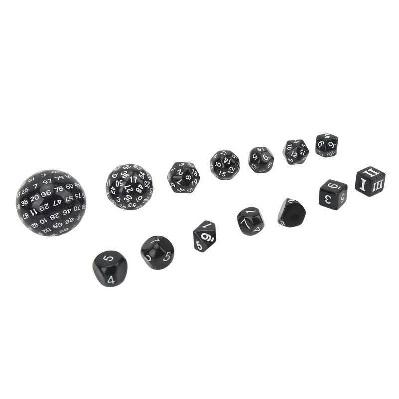 15Pcs Polyhedral Dice Set Acrylic D3 to D100 Table Gaming