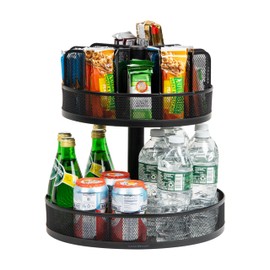 Mind Reader 2-Tier Snack Carousel, Countertop Organizer, Snack Tray, Breakroom, Kitchen, Black