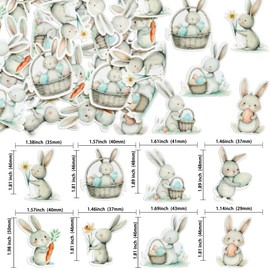 Ephlyn 48Pcs Edible Happy Easter Cupcake Toppers Wafer Paper Bunny Rabbit Cupcake Picks Bunny Baby Shower Decorations Colorful Cute Easter Cupcake Picks for Spring Theme Party Decoration