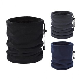Winter Fleece-Lined Thermal Sports Neck Warmer - Plain Unisex Premium Brushed Scarf Fleece Neck Warmer-Black 5ea