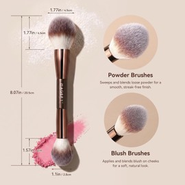 MAGEFY 2 Piezas Brochas de Maquillaje de Doble Punta, Set de Brochas para Maquillaje para Disimular, Difuminar, Fijar y Aplicar Polvo, Líquido o Crema, Kit de Maquillaje Profesional con Base de Maquillaje (Café Marrón 02)