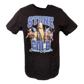 WWE Stone Cold Steve Austin Walkout Blue Flames Mens Black T-shirt - 5XL