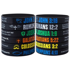 CYCLUSIVE 6 Pieces Christian Bible Verses Silicone Wristbands-Popular Bible Verses Faith Rubber Bracelets-Religious Jewelry Gifts-Jesus Bracelet for Men Women