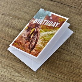 Perleberg High-Quality Basic Classic Birthday Card with Mountain Bike Motif, Birthday Card with Envelope, Premium Quality Birthday Cards 11.6 x 16.6 cm