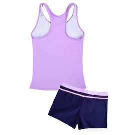 Uhnice Girls Swimsuit Two Piece Tankini Swimwear with Boyshort (Lilac, 12-13 years/4XL)