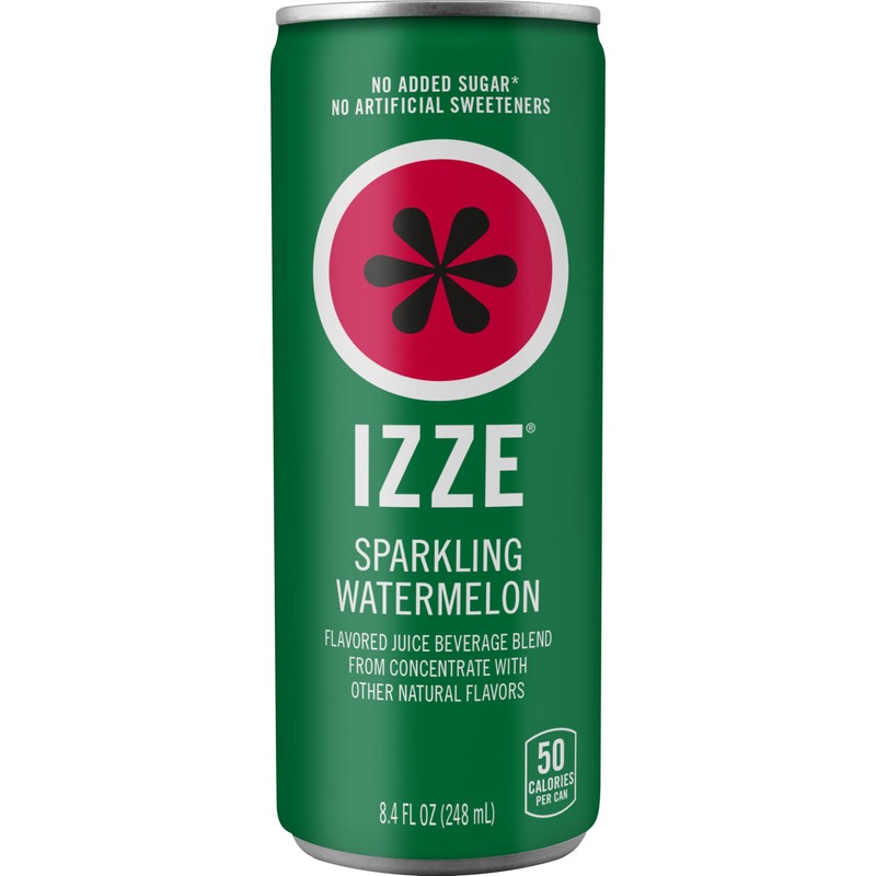 IZZE Sparkling Juice Beverage Blend, Watermelon, No Sugar Added, 8.4
