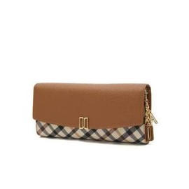 Daks (신세계강남점)DCWA2F421W2VICTORIA 브라운 체크배색 DD로고 장지갑 (Shinsegae Gangnam Store) DCWA2F421W2 VICTORIA Brown Check Pattern DD Logo Long Wallet