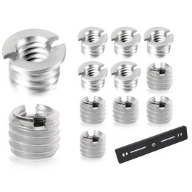 Lhbwhiz Pack of 10 "1/4" to 3/8" Convert Screw Adapters, 5 Step Thickening Models Thread Adapter + 5 Continuous Full Teeth Thread Adapters, for Camera Tripod D-SLR S-LR