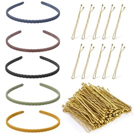 Thin Headbands, Plastic Hair Bands with Teeth, Colourful Headbands, Hair Bands, DIY Non-Slip Headbands with Hair Pins, Metal Hair Clips, Wave Shape Bobby Pins, Hairpin Set for Women and Girls