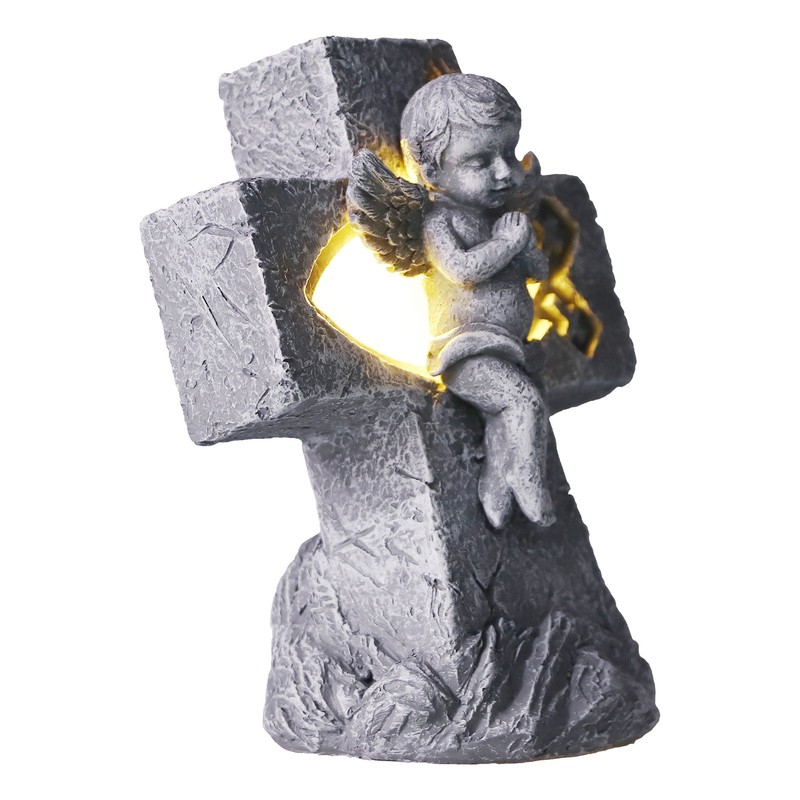 Angel Statue Hollow Design Cute Appearance Environmentally Friendly Resin Light
