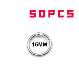 20/30/50Pcs 15 20 30 45mm Silver Metal Loose Leaf Book Binder Hinged Rings Keychain Album Scrapbook Craft Open Rings Office Binder Hoops (15mm)