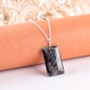 Natural Astrophyllite Bar Crystals Pendant Necklace, Rectangle Cabochon Gemstone, Energy