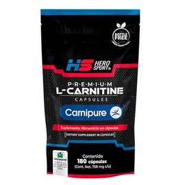 HS HERO SPORT L-Carnitina Carnipure 180 Cápsulas. 758mg por Porción, Cápsulas Veganas, Carnitina Suiza, Bottle Free.