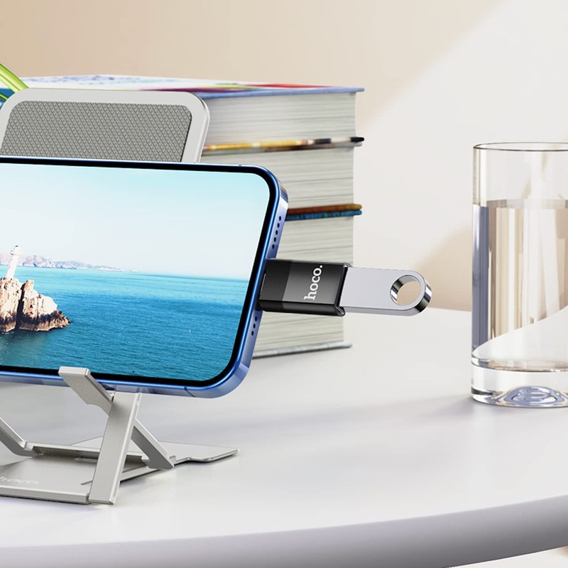 Hoco UA17 Lightning to USB-A OTG Adapter, Black