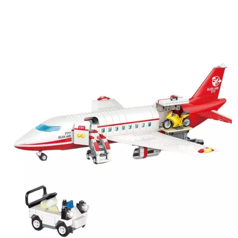 General Jim's Toys & Bricks White and Red Passenger Airplane