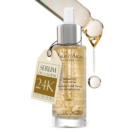 MARIE D' ARGAN Sérum Facial Oro 24K 30ml, Hidrata, Ilumina Y Reafirma, Reduce Arrugas Y Líneas De Expresión, Con Ácido Hialurónico Y Algas Marinas, Para Todo Tipo De Piel