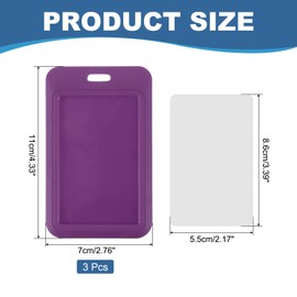 PATIKIL 3 Pack Clear Badge Holder, Plastic ID Badge Holder Clear Window Vertical ID Protector Clips for Credit Cards Proximity Key Cards Licenses, Purple