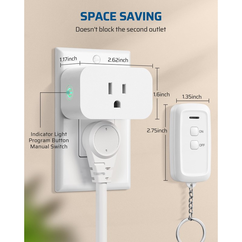 DEWENWILS Remote Control Outlet, Indoor Remote Outlet with 2 Remotes,