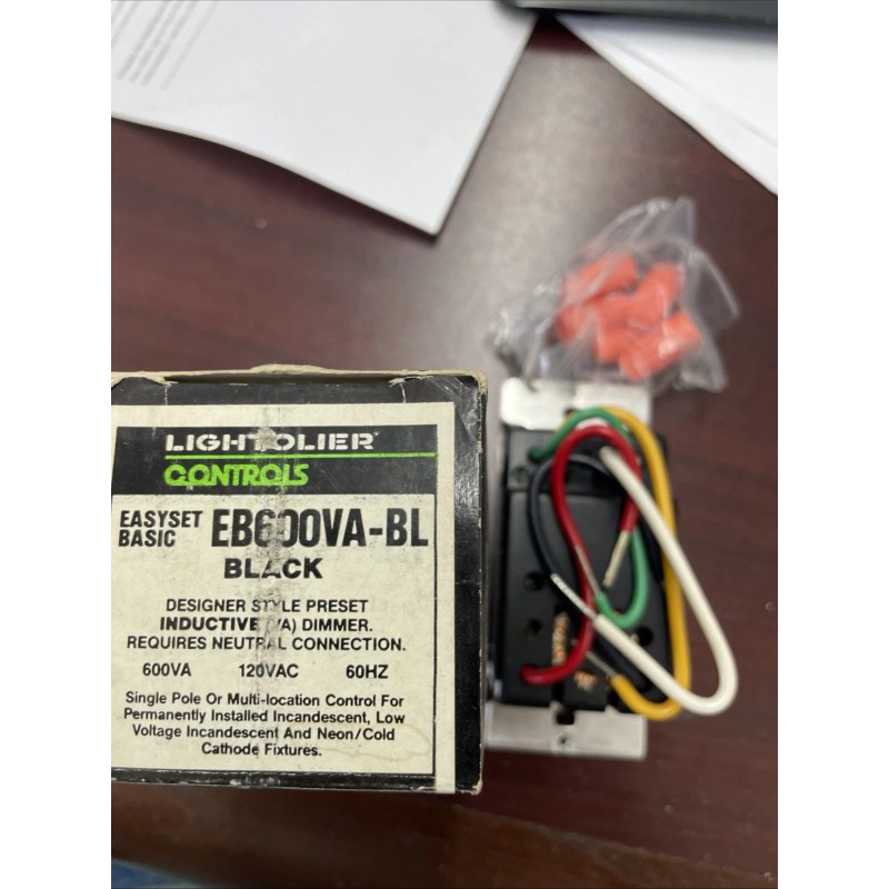 Lightolier EASYSET dimmer EB600VA-BL BLACK 600VA LOW VOLTEG DIMMER 120V