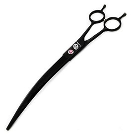 Purple Dragon Purple Dragon 9.0 inch Twin Tails Downward Curved Blade Pet Grooming Scissors Dog Hair Cutting Shears with Bag for Professional Left Handed or Right Hand Pet Grooomer (Black Downward Curved)