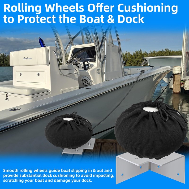 Boat Dock Bumpers Wheel with Dock Wheel Fender Covers,Corner Mount