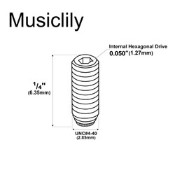 Musiclily Pro UNC#4-40x1/4 Inch Stainless Steel Saddle Height Screws for American Electric Guitar Bass Bridge, Original Color (Set of 12)
