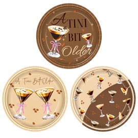 48 Pcs Espresso Martini Party Paper Plates A Tini Bit Older Birthday Party Tableware Decorations Coffee Espresso Martini Dinnerware Plates for A Tini Bit Older Bachelorette Party Supplies