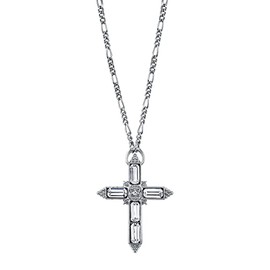 1928 Jewelry Large Crystal Cross Pendant Necklace For Women 28 Inches