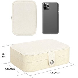 Travel Jewellery Box with Glitter Texture, T Tersely Portable Jewelry Box Jewellery Case for Rings Necklace Stud Bracelets Gift Jewellery Organiser Boxes for Women Girls White