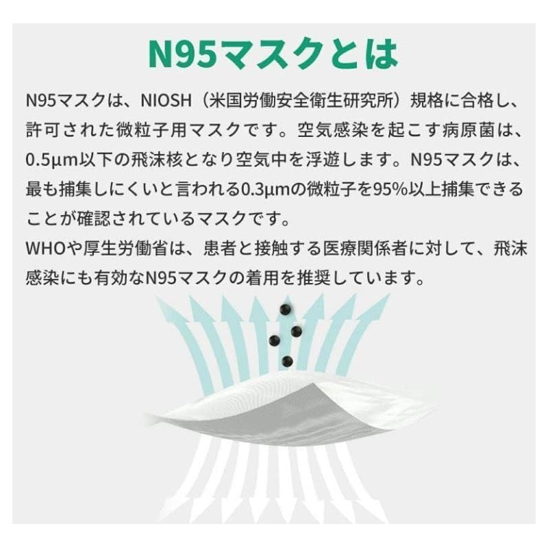 [Dream in Tokyo] 小林薬品 N95マスク ブラック NIOSH認証品 1箱20枚 N95 防護マスク