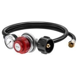 Kohree 4FT Adjustable Propane Regulator with Hose High Pressure, 0-30 & 0-60 PSI Gauges & ⅜ Flare Fitting for QCC1 Tank, BBQ Grill, Burners, Fryers, Heaters, Smoker, Cooker, Fire Pit & Stoves