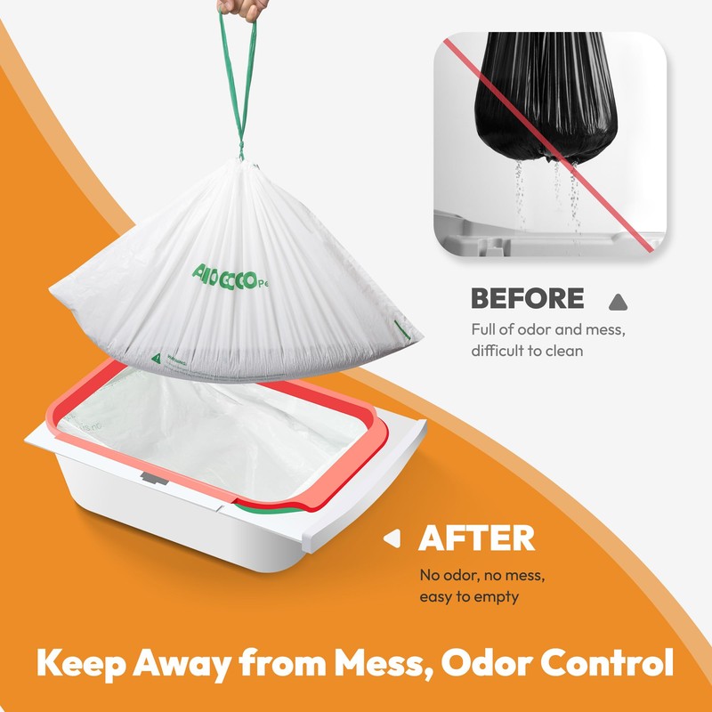 AMOGOGOPET Self Cleaning Cat Litter Box Waste Bags Compatible with