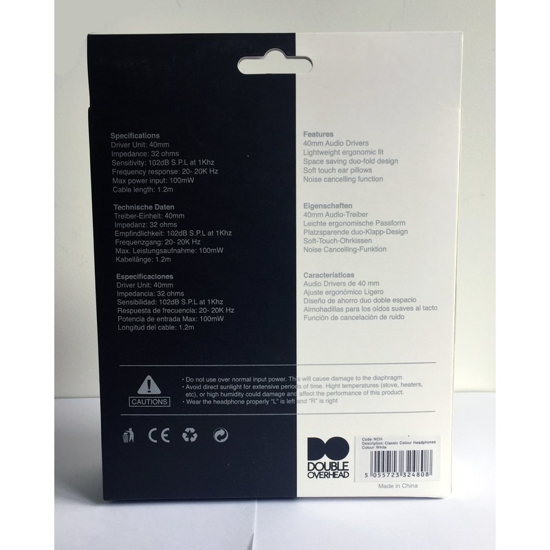 Double Overhead Headphones - Noise cancelling - (White)