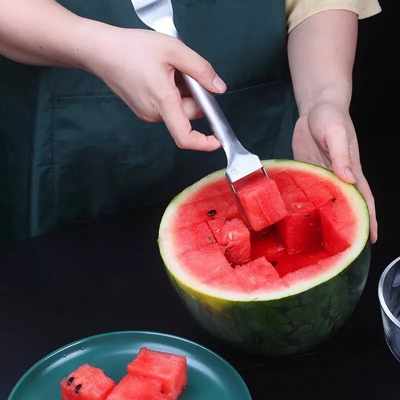Unbranded Watermelon Slicer Cutter 2-in-1 Fork Stainless Steel Fruit Cutting