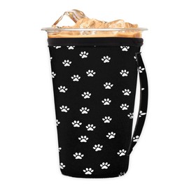 DJYQBFA Iced Coffee Sleeve Black Paw Insulator Cup Holder Neoprene Drink Sleeve Reusable Sock for for Cold and Hot Beverages 30-32 oz