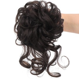 Faringoto Messy Bun Hair Piece,Updo Hairpiece Brown Black Hair Extensions for Women