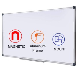 DexBoard Magnetic White Board | Dry Erase Board with Pen Tray|Wall-Mounted Aluminum Message Presentation Whiteboard for Office & Class Teachers (48" x 24")