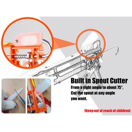 4-in-1 Dripless Caulking Gun with Built-In Spout & Cap Cutters, Quick-Release No-Drip Level, Free Caulk Spreader – Heavy Duty Sealant & Silicone Tool